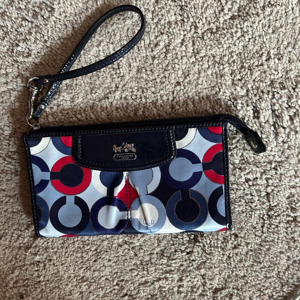 Coach Multicolor Circle Pattern Wristlet/Wallet